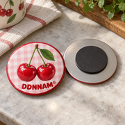 DDNNAM® Cherry Picnic refrigerator magnet - Rear magnetic construction - product design rendering